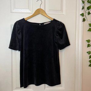 LOFT Short Sleeve Velvet Blouse
